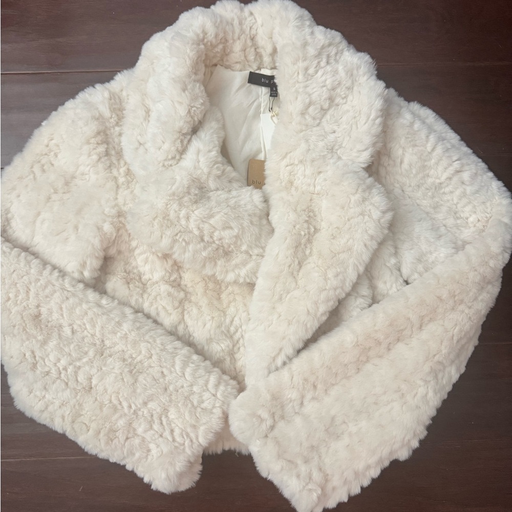 Blu Pepper Cream Teddy Jacket Plush Cozy Style
